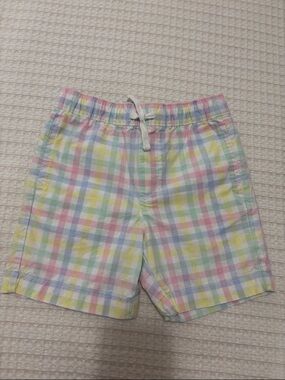 Janie and Jack Pastel Plaid Drawstring Shorts - Pink, Blue, Yellow, Green